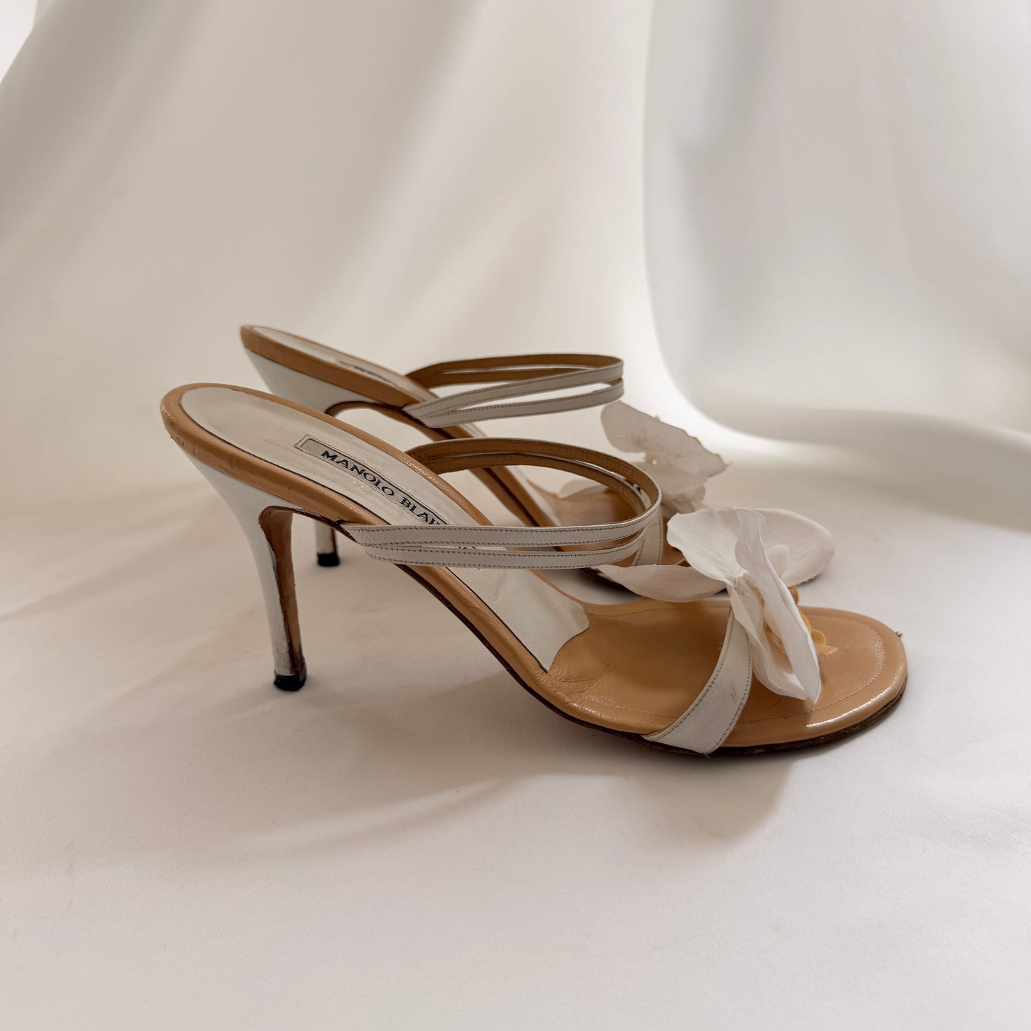 Manolo Blahnik Reworked Orchid Mules - White