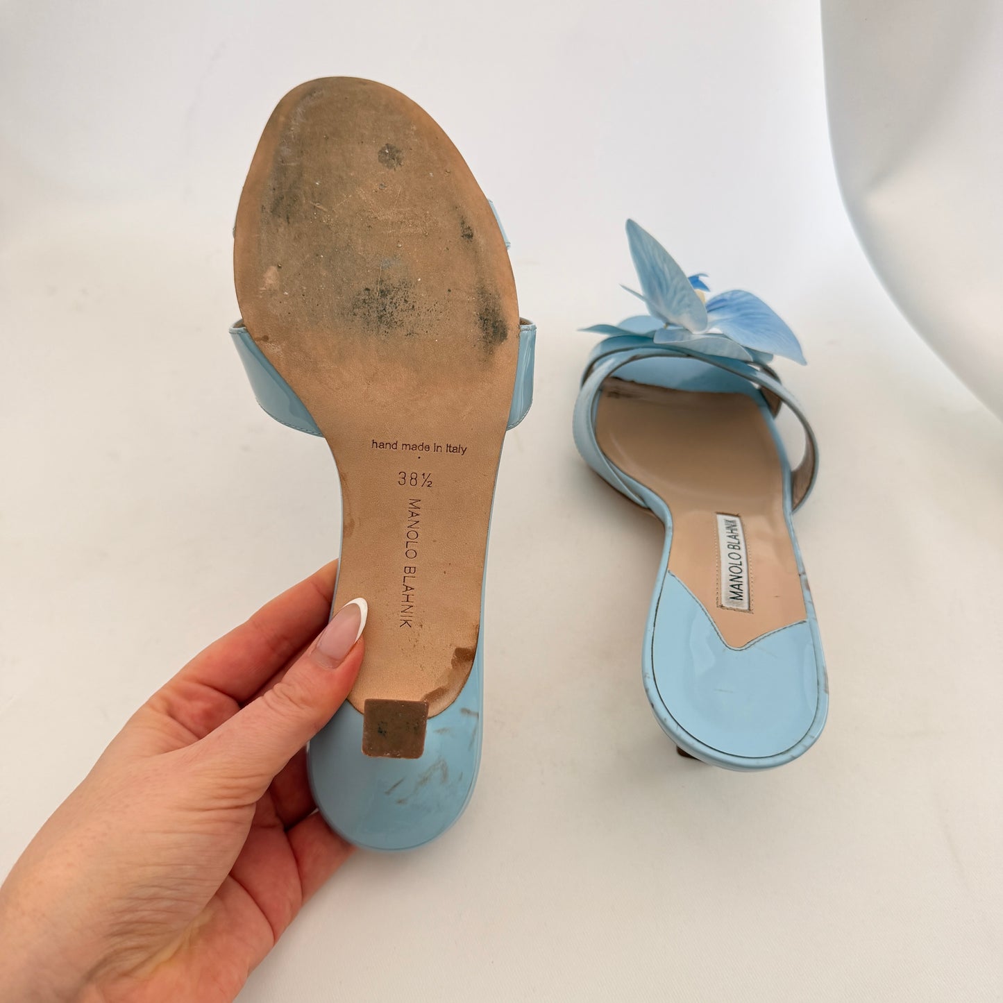 Manolo Blahnik Reworked Orchid Mules - Blue