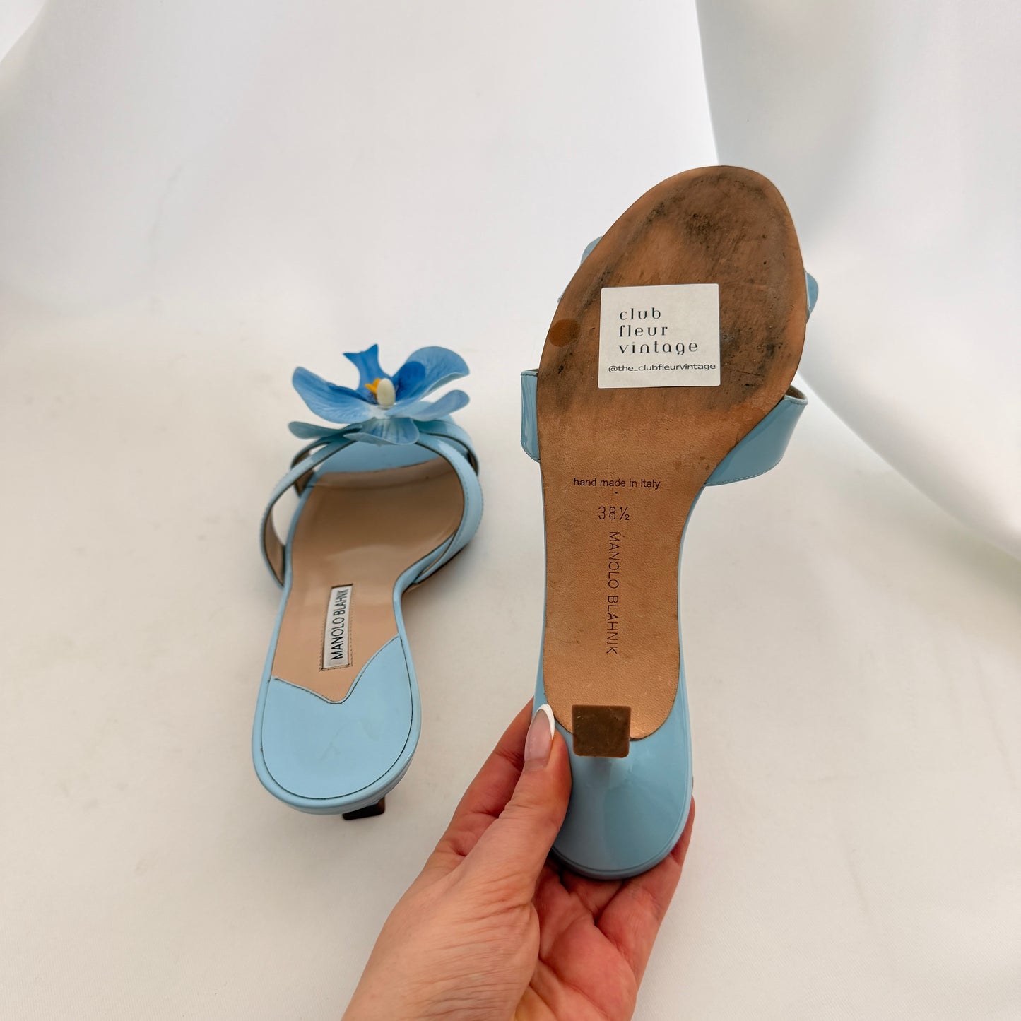Manolo Blahnik Reworked Orchid Mules - Blue