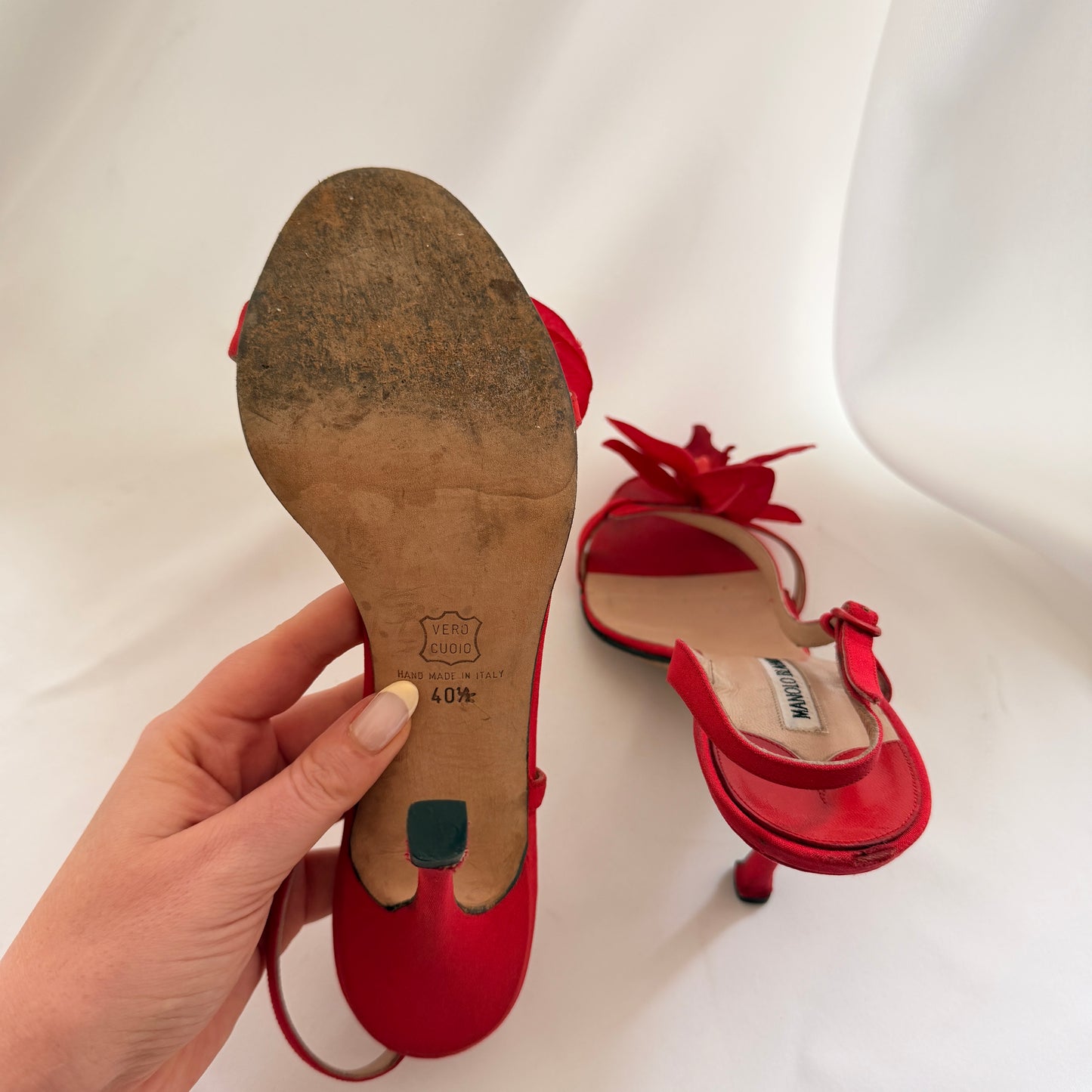 Manolo Blahnik Reworked Orchid Heels - Red