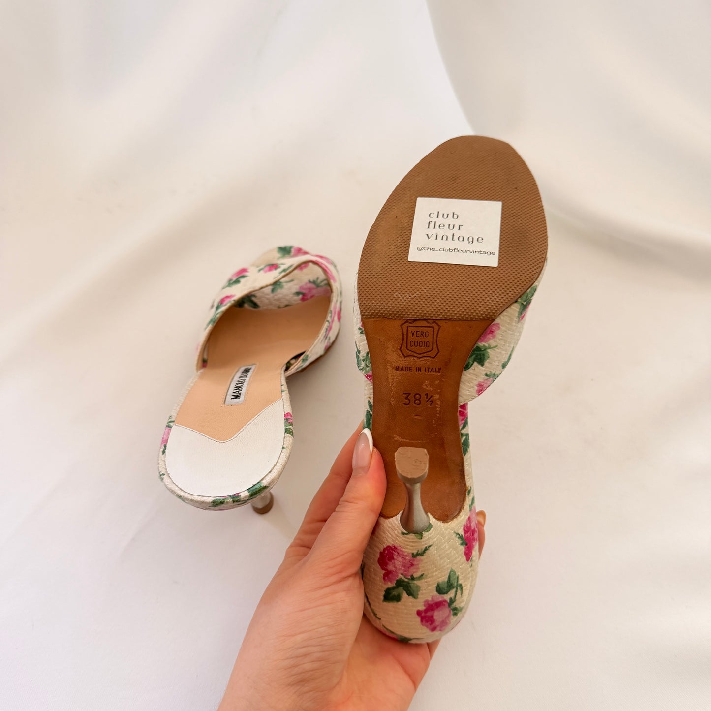 Vintage Manolo Blahnik Floral Mules
