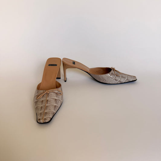 Casadei Pellame Horn Beige Mules