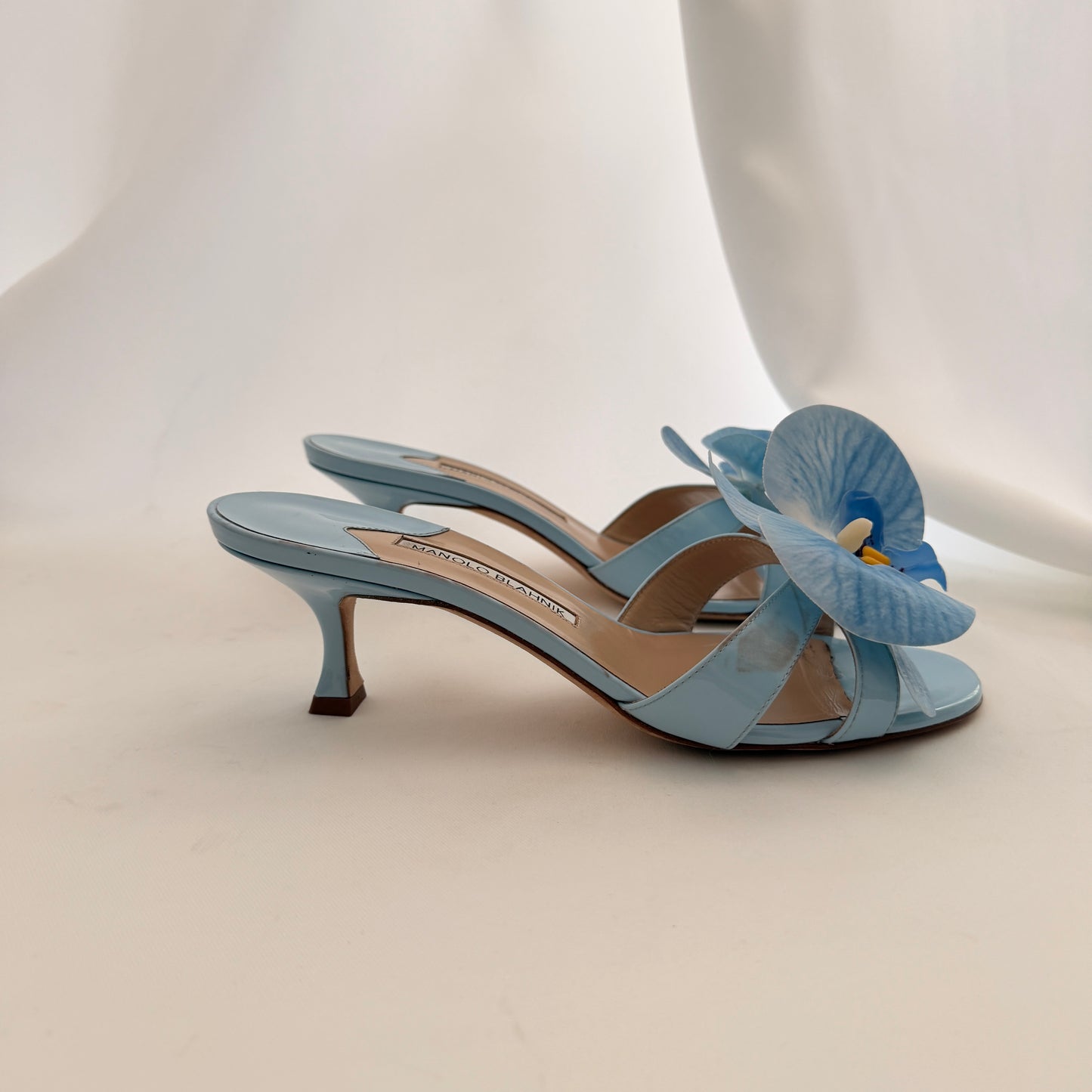 Manolo Blahnik Reworked Orchid Mules - Blue