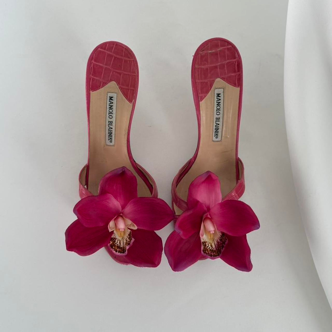 Up-cycled Manolo Blahnik Orchid Mules