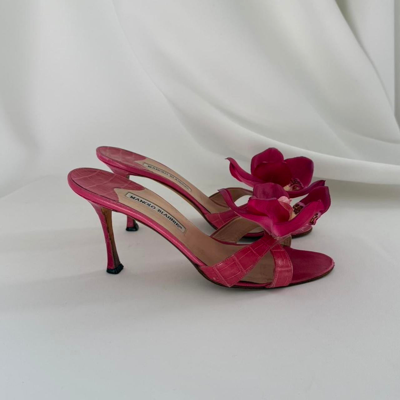 Up-cycled Manolo Blahnik Orchid Mules