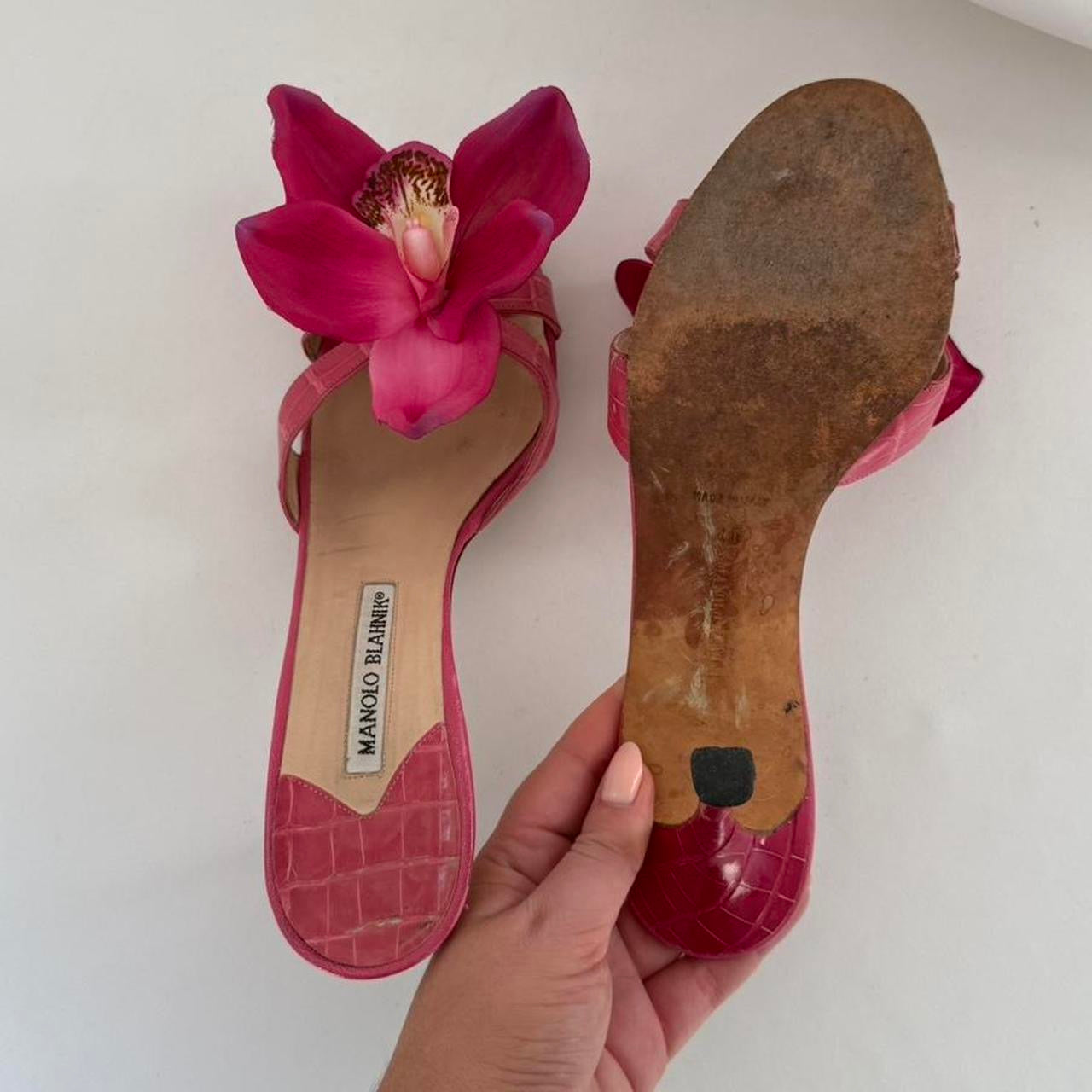 Up-cycled Manolo Blahnik Orchid Mules