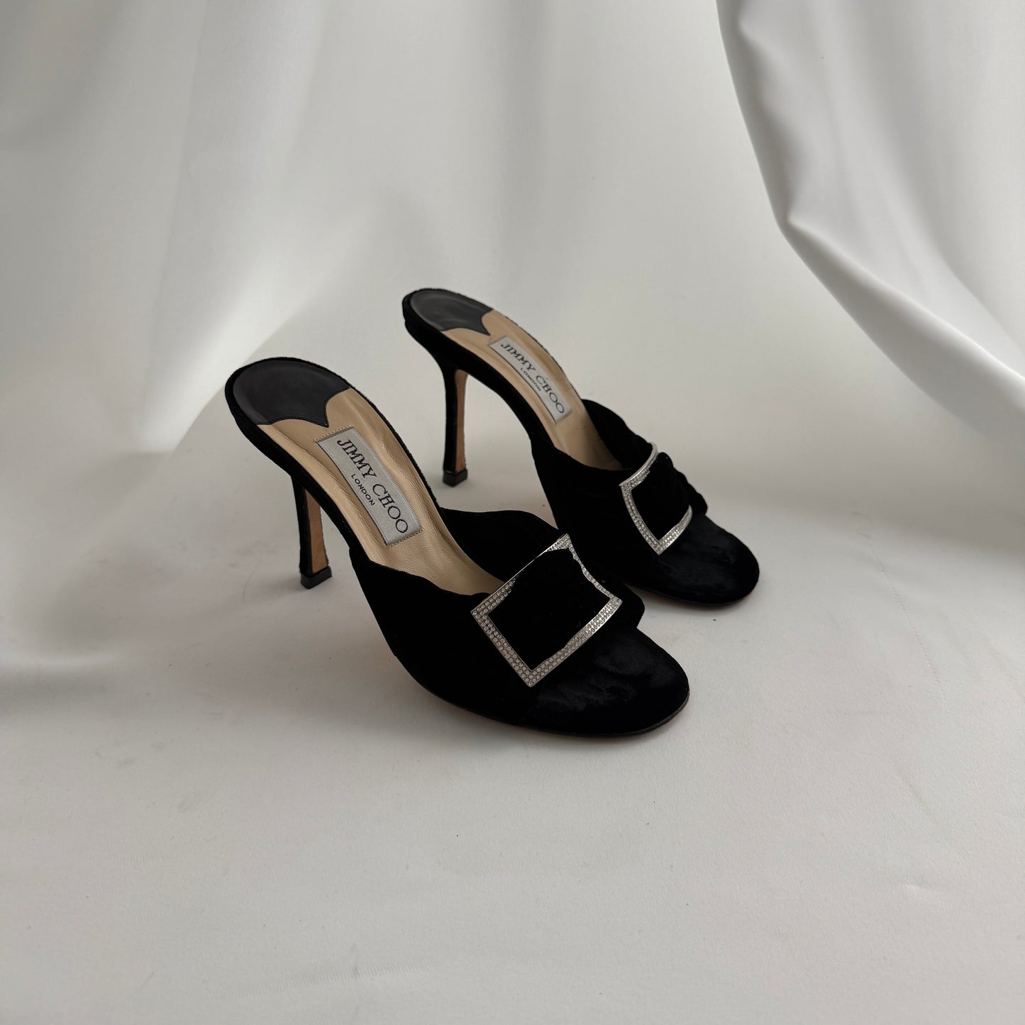 Jimmy Choo Velvet Bejeweled Mules