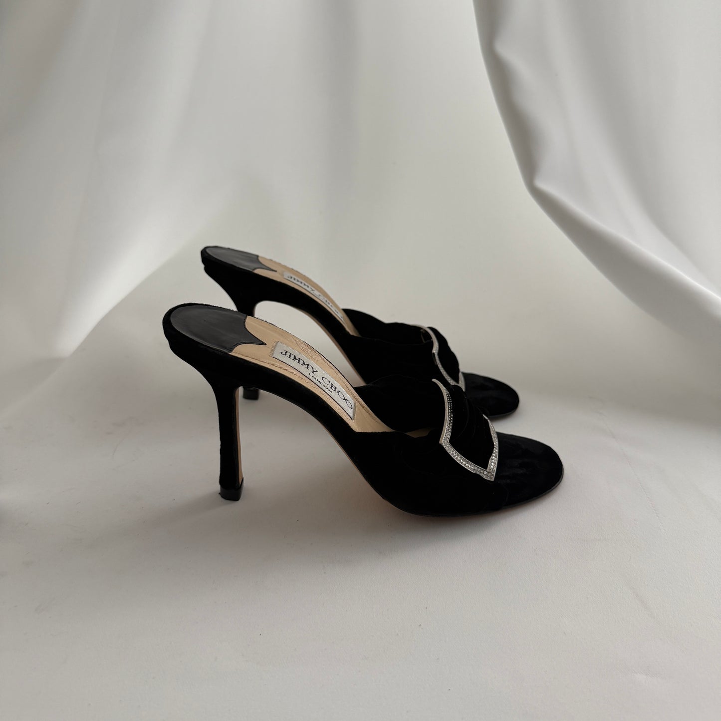 Jimmy Choo Velvet Bejeweled Mules