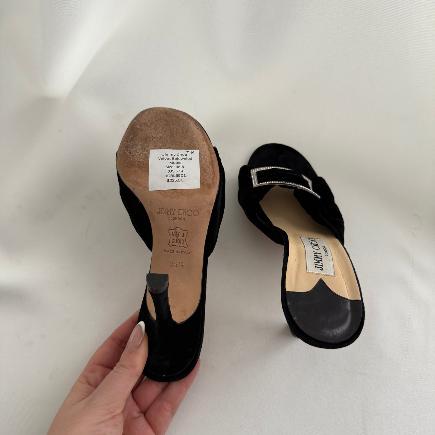 Jimmy Choo Velvet Bejeweled Mules