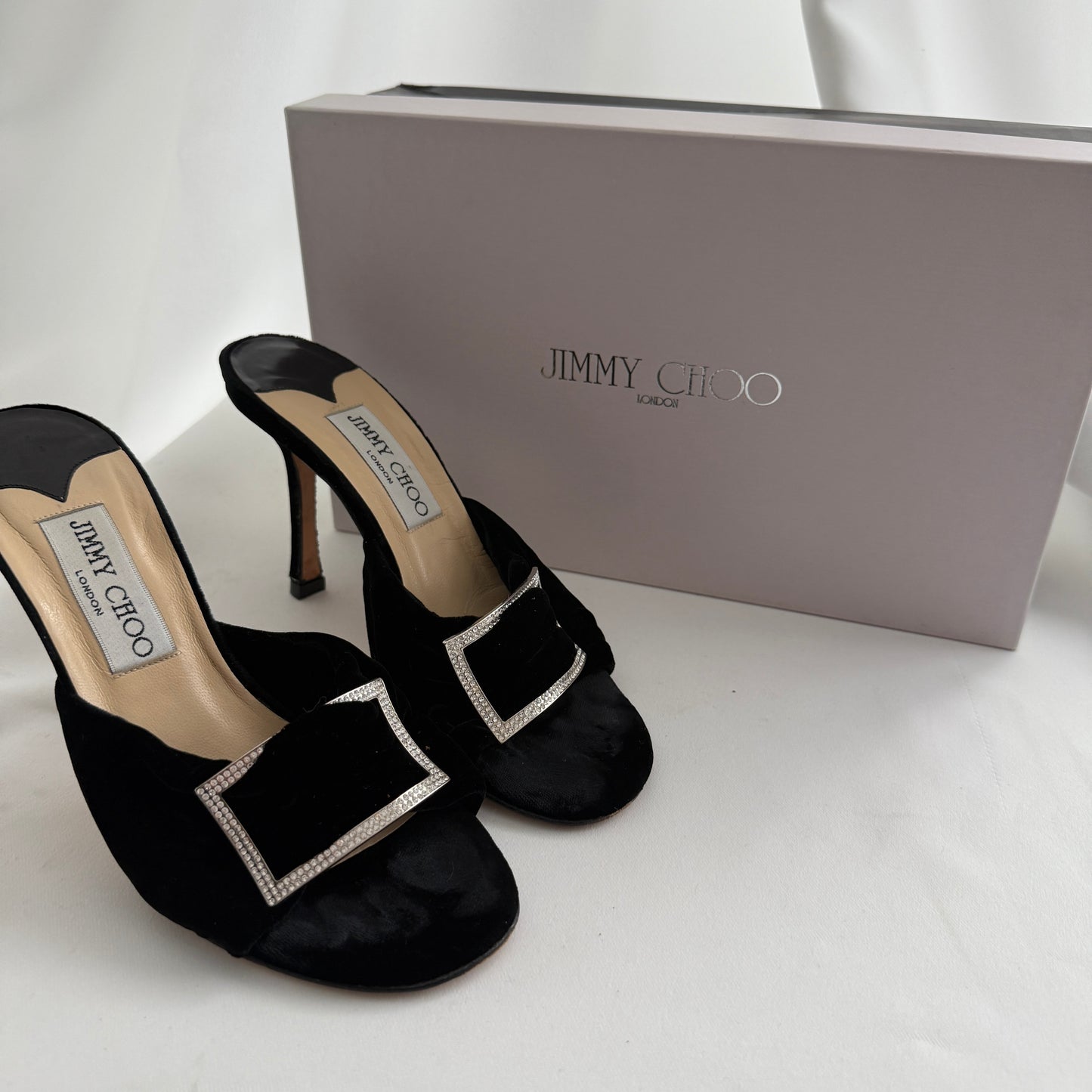 Jimmy Choo Velvet Bejeweled Mules