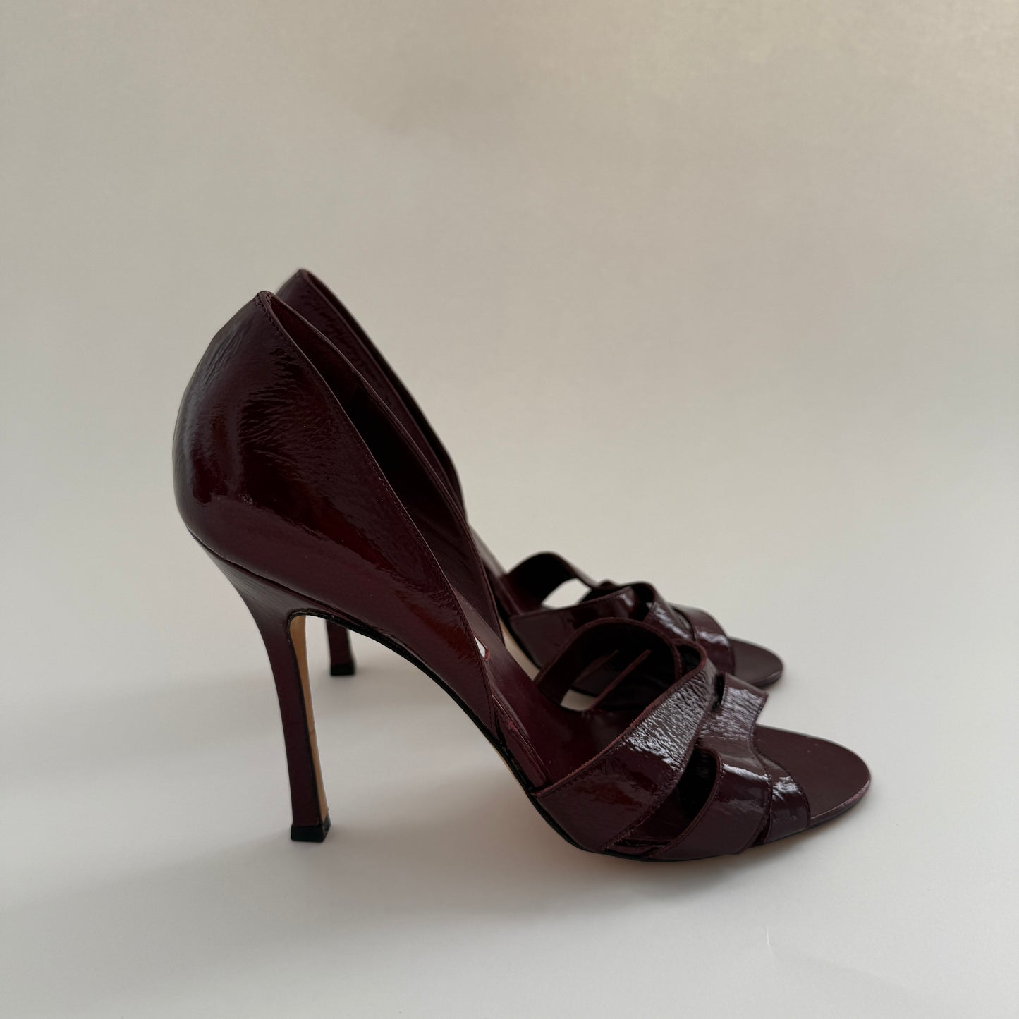 Manolo Blahnik Crimson Peep Toe Heels
