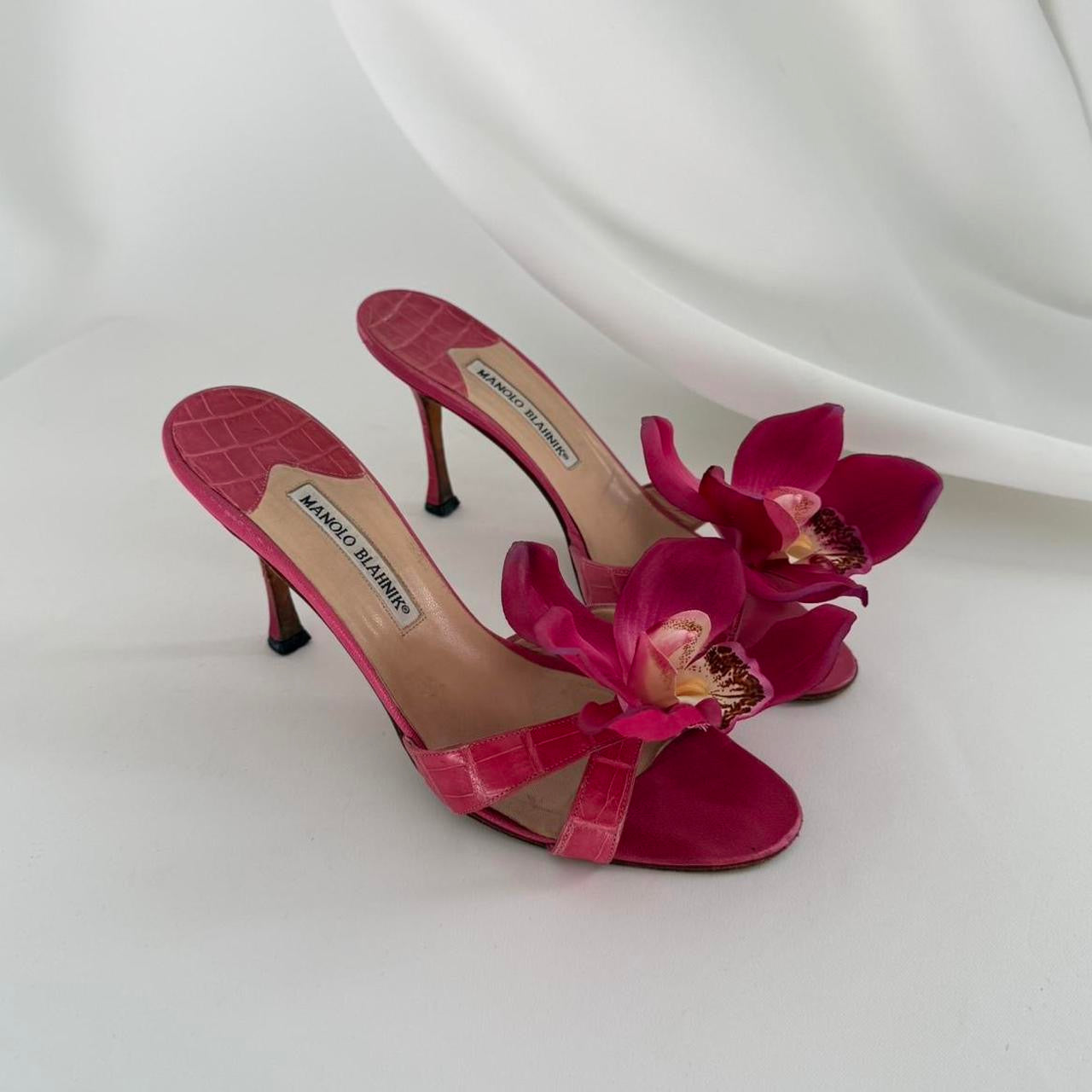 Up-cycled Manolo Blahnik Orchid Mules